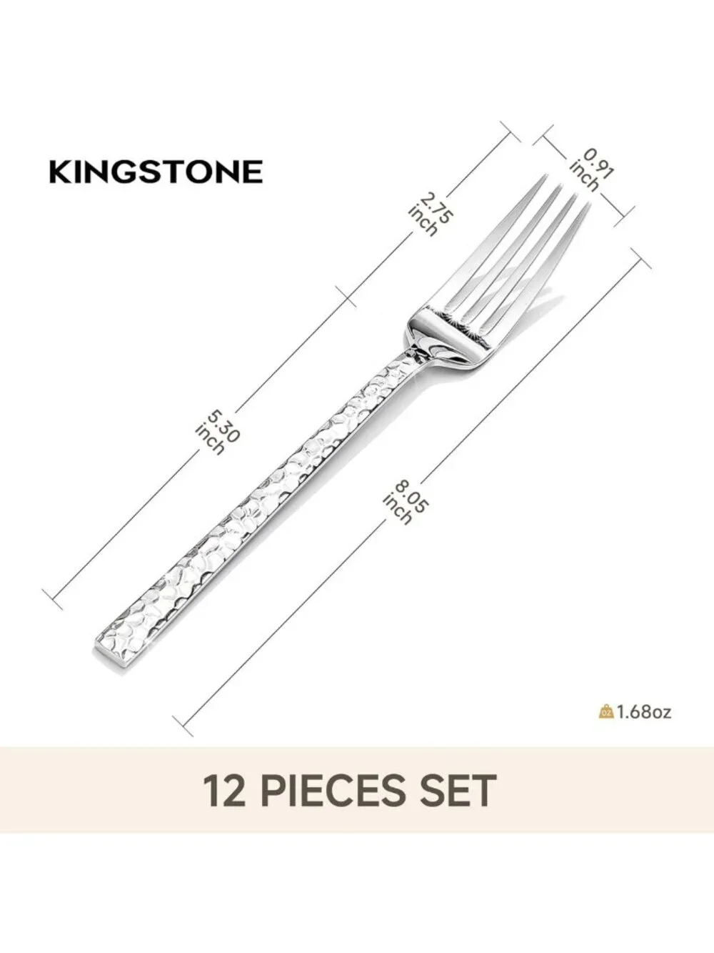 12-Piece Hammered Stainless Steel Dinner Forks Set, Food Grade, Dishwasher Safe